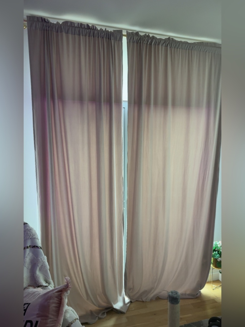 Pink velvet curtains, 4 panels, 108 inches, floor to ceiling